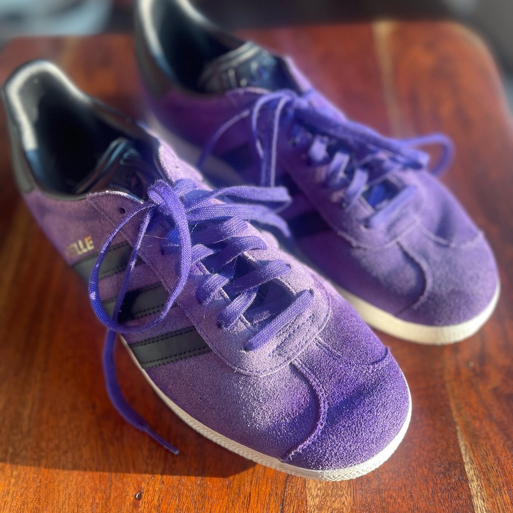 Adidas “Gazelle” black and purple sneakers